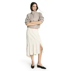 MANGO - Falda Midi Tablas Bajo Asimétrico Mujer