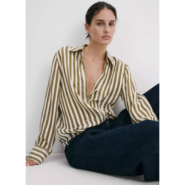 Camisa Lyocell Rayas Semitransparente Mujer