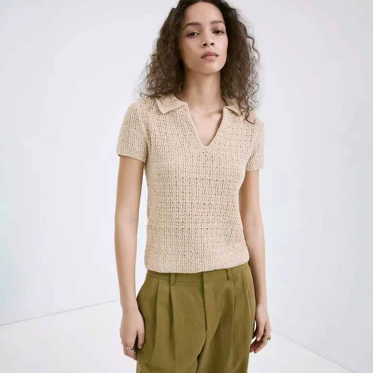 Jersey Punto Cuello Polo Mujer