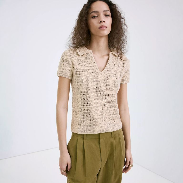 Jersey Punto Cuello Polo Mujer