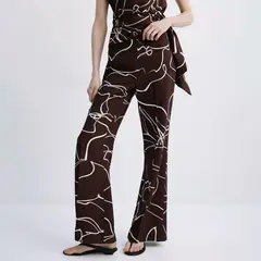 MANGO - Pantalón Wide Leg Estampado Mujer