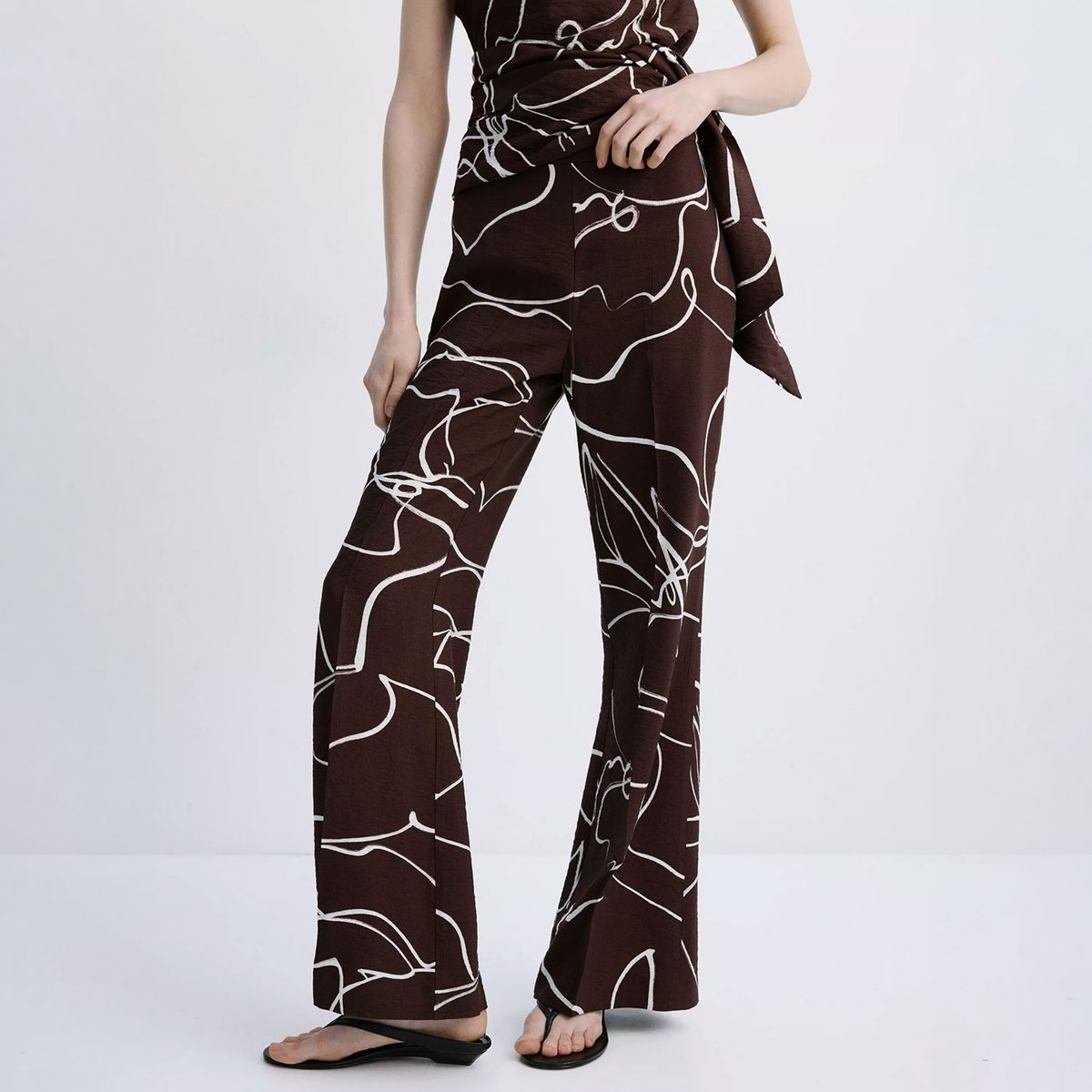 MANGO - Pantalón Wide Leg Estampado Mujer Mango