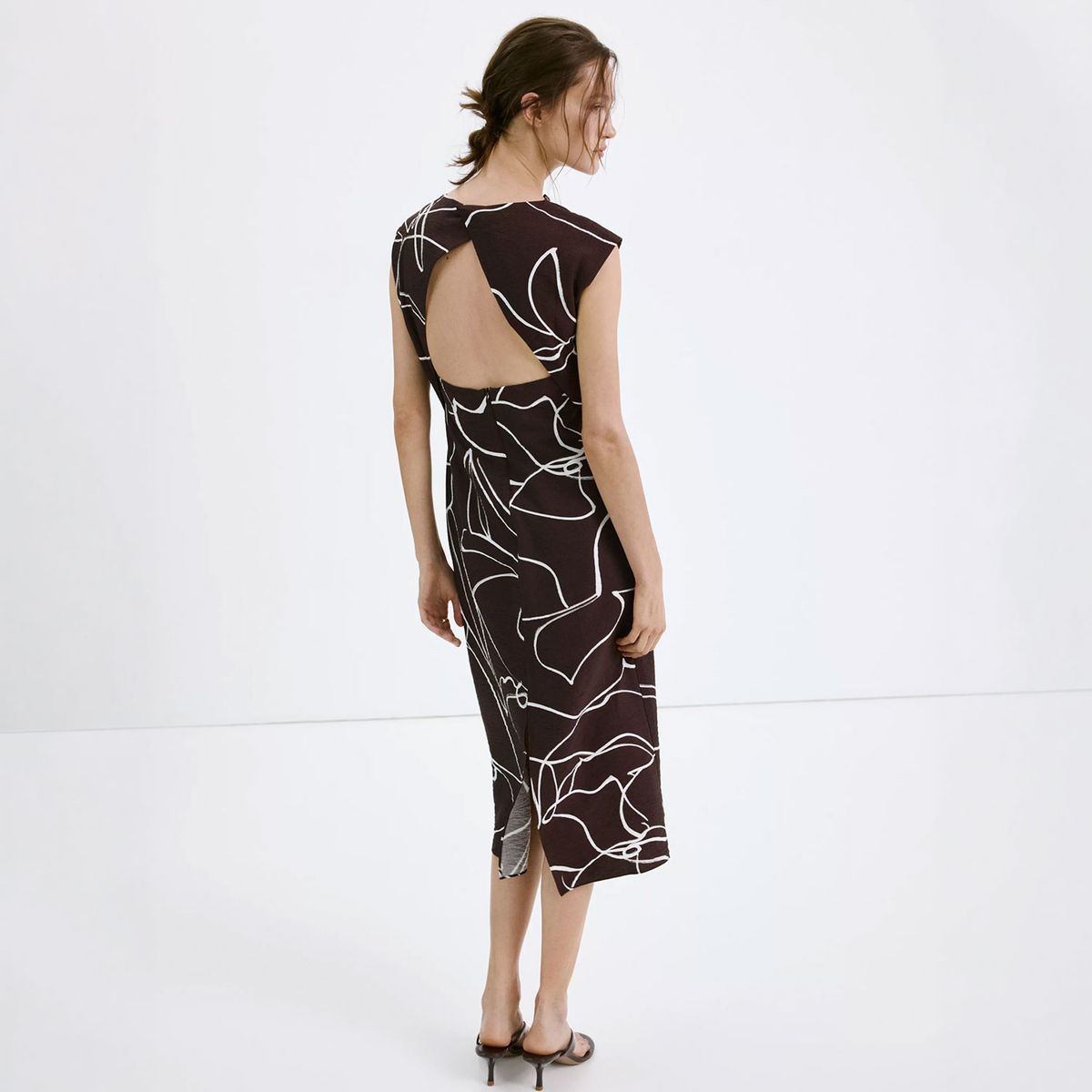 MANGO - Vestido Fruncido Estampado Mujer Mango