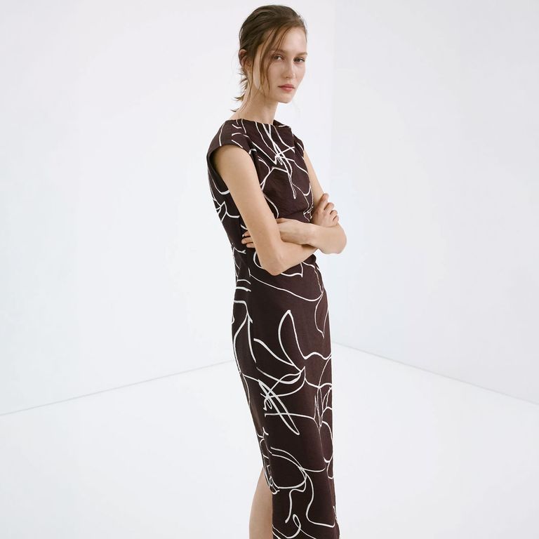 Vestido Fruncido Estampado Mujer
