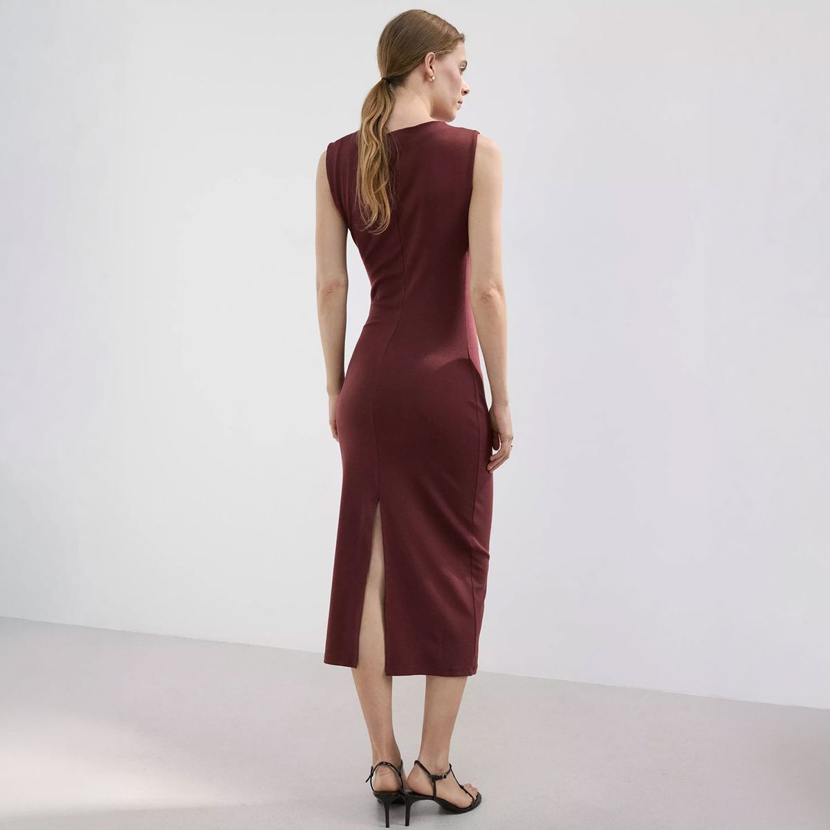 MANGO - Vestido Largo Drapeado Mujer Mango