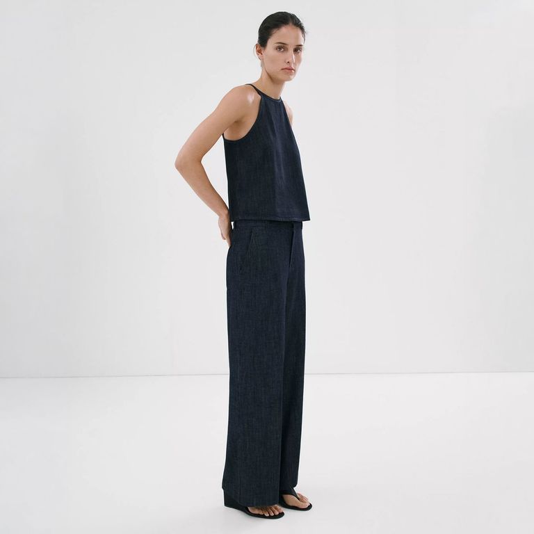 Jeans Wide Leg Tiro Medio Mujer