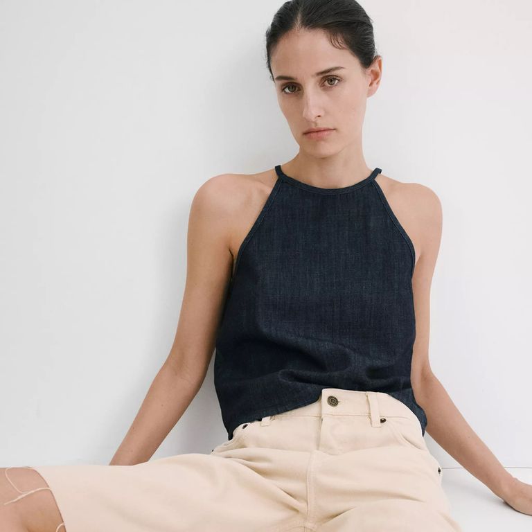 Polera Algodón Efecto Vaquero Mujer