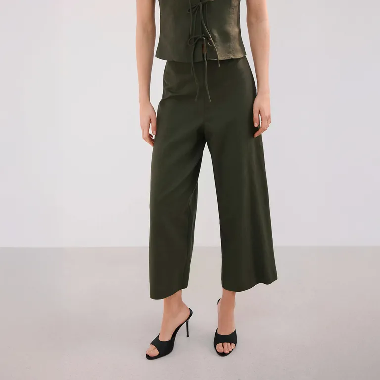 Pantalón Recto Lino Mujer