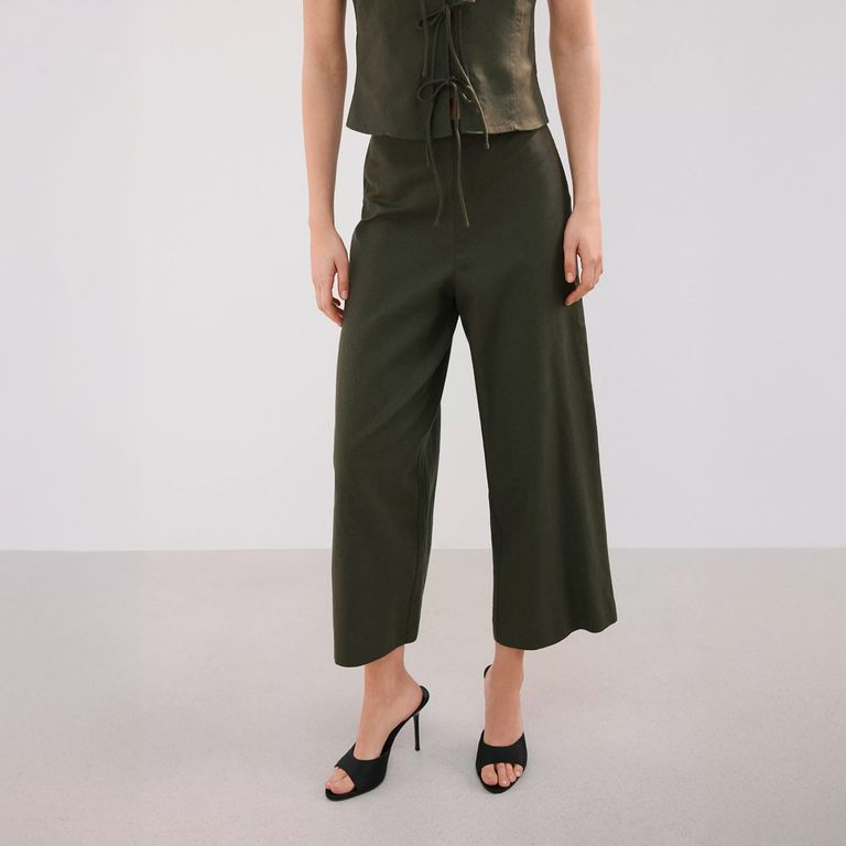 Pantalón Recto Lino Mujer
