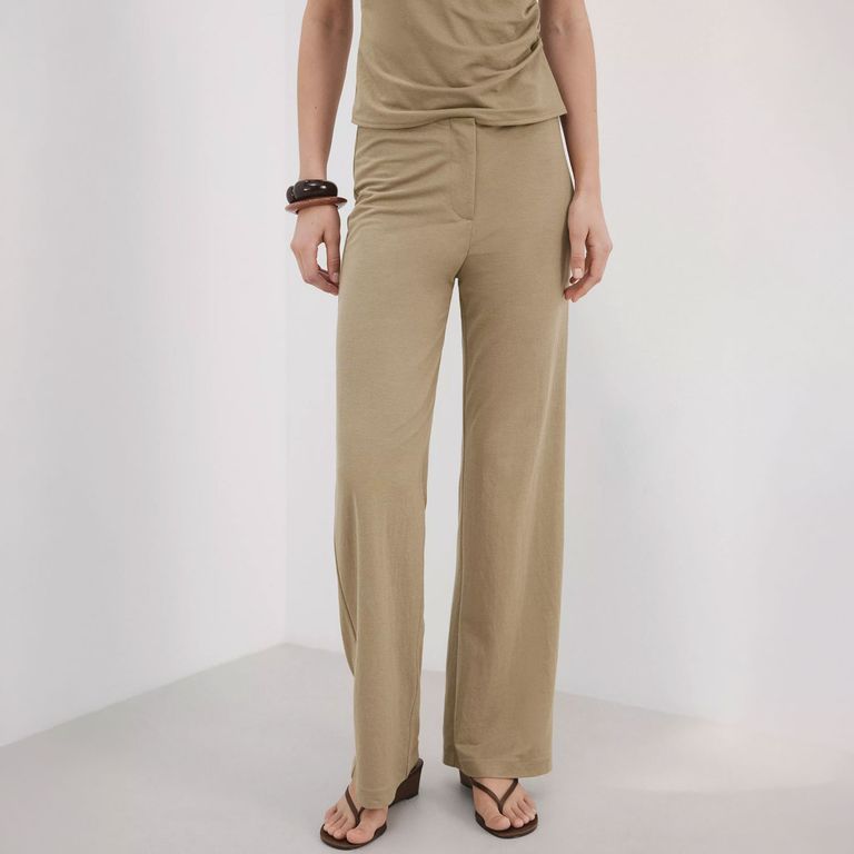 Pantalón Recto Tiro Medio Mujer