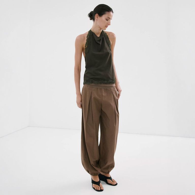 Polera Encaje Cuello Halter Mujer