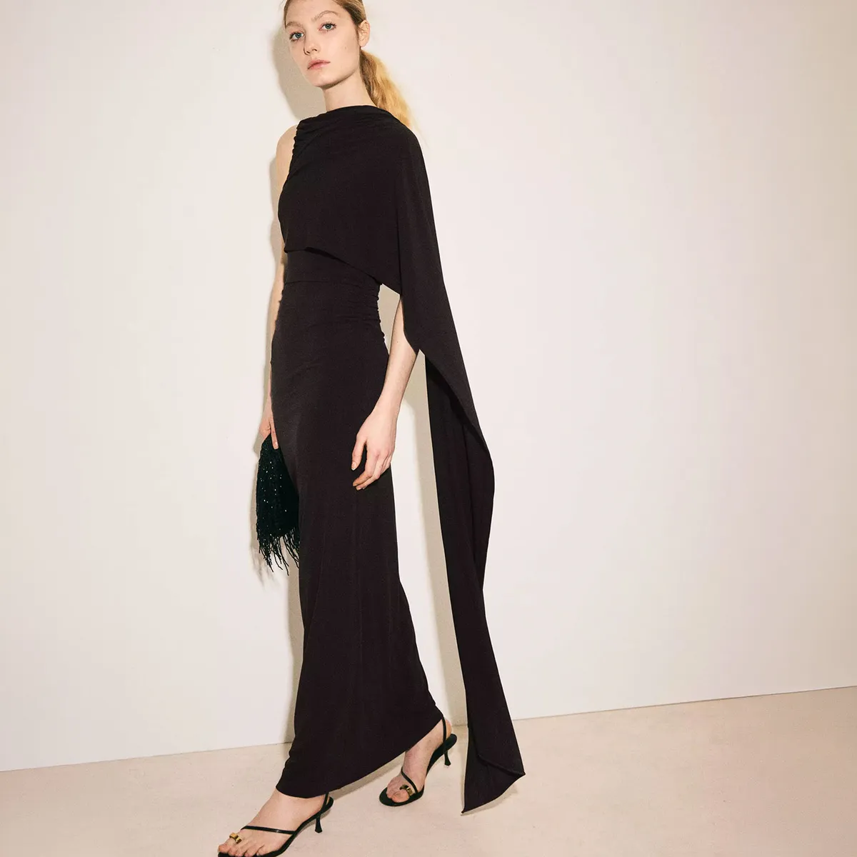 MANGO - Vestido Asimétrico Capa Mujer Mango