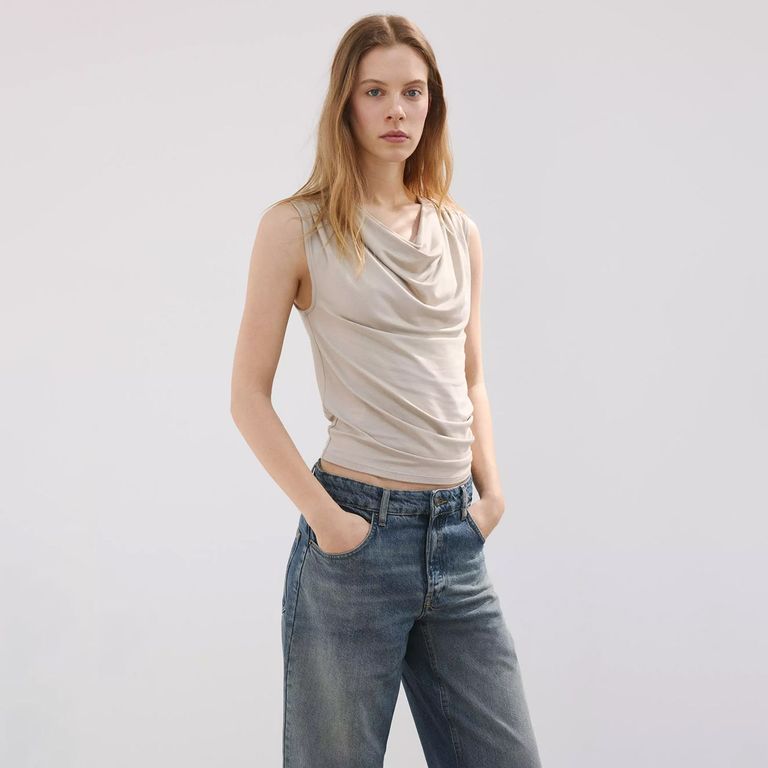 Jeans Rectos Tiro Bajo Mujer