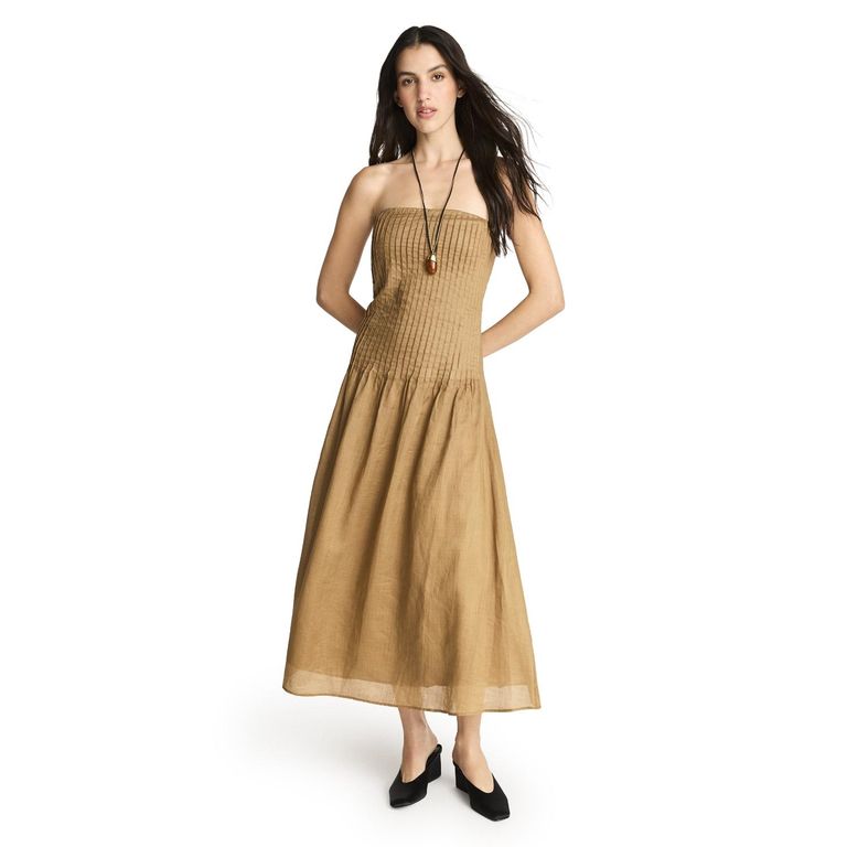 Vestido 100% Ramio Palabra De Honor Mujer