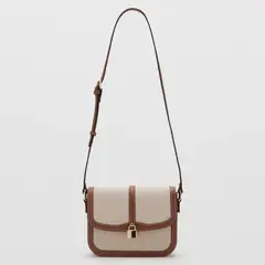 MANGO - Bolso Bandolera Canvas Contraste Mujer