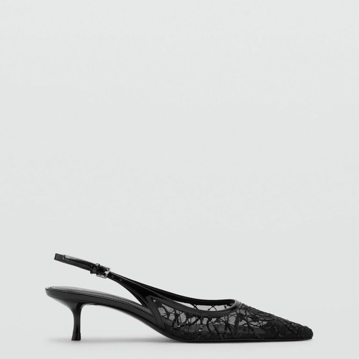 MANGO - Zapato Kitten Bordado Lentejuelas Mujer Mango