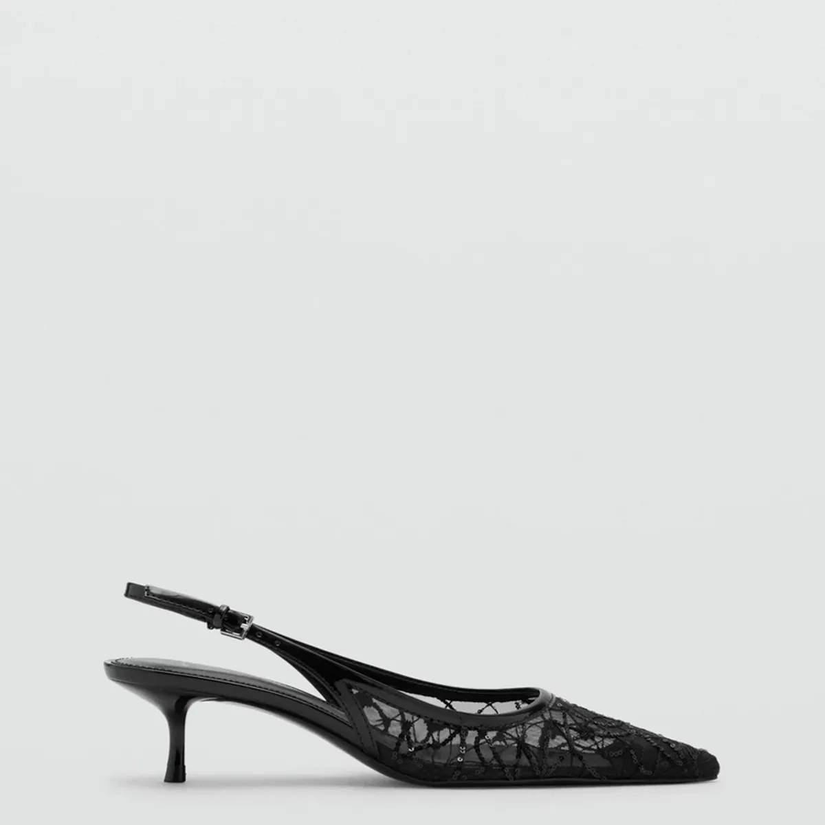 MANGO - Zapato Kitten Bordado Lentejuelas Mujer Mango