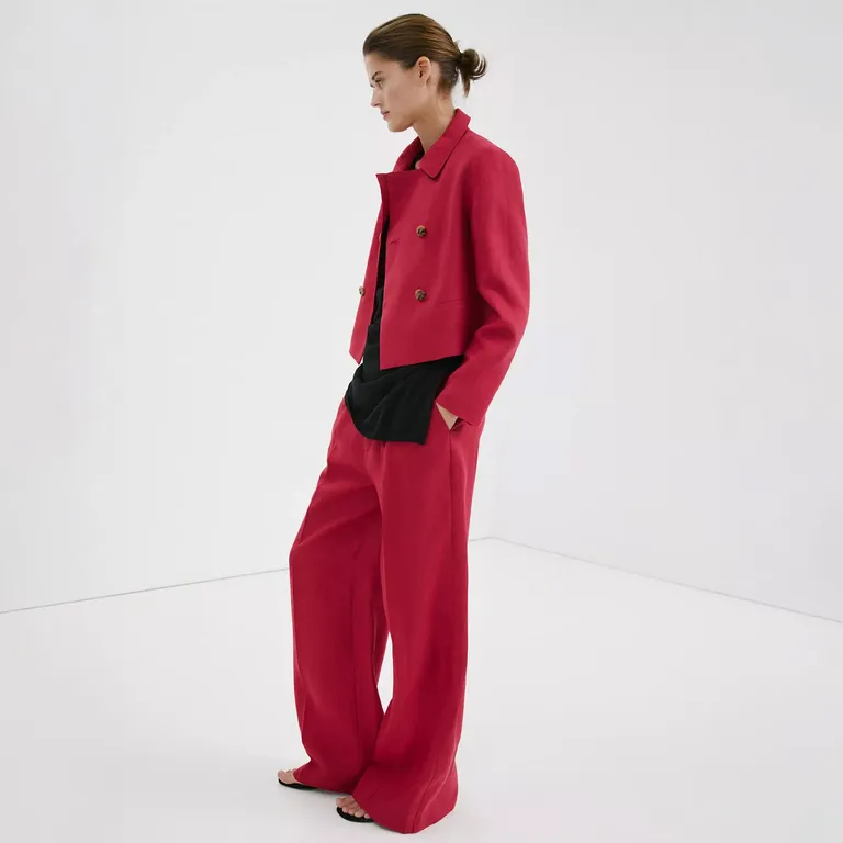 Pantalón Recto Lino Mujer