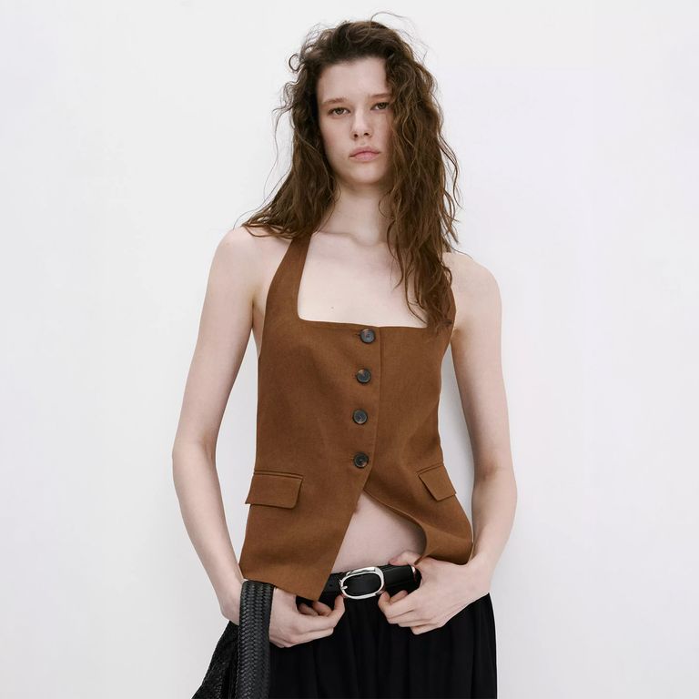Chaleco Traje Lino Mujer