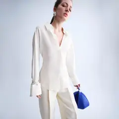MANGO - Blusa Lino Lazada Mujer