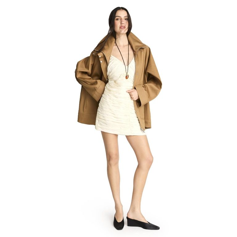 Vestido Drapeado Escote Pico Mujer