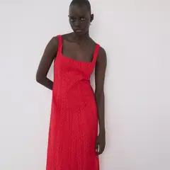 MANGO - Vestido Evasé Calados Bordados Mujer