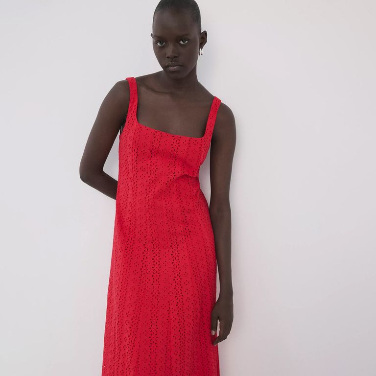 Vestido Evasé Calados Bordados Mujer