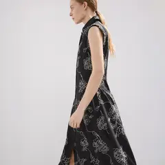 MANGO - Vestido Camisero Bordado Floral Mujer