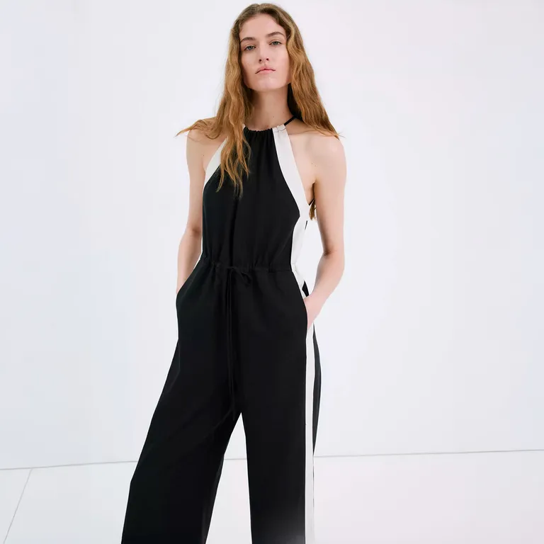 Enterito Halter Lino Raya Contraste Mujer