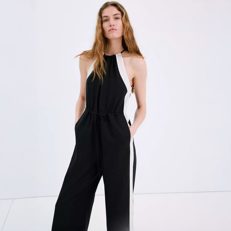 Enterito Halter Lino Raya Contraste Mujer
