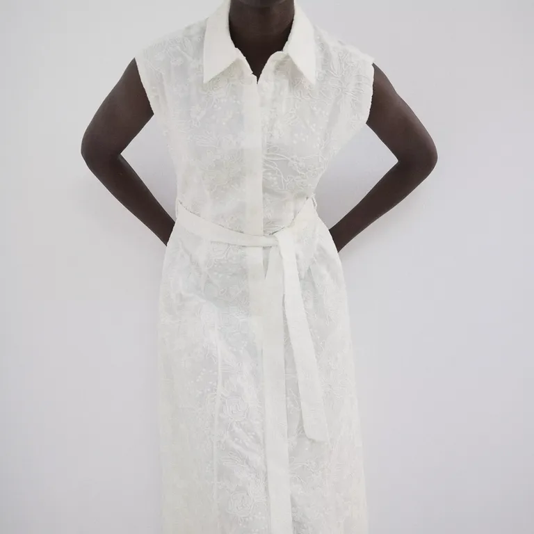 Vestido Bordado Cinturón Mujer