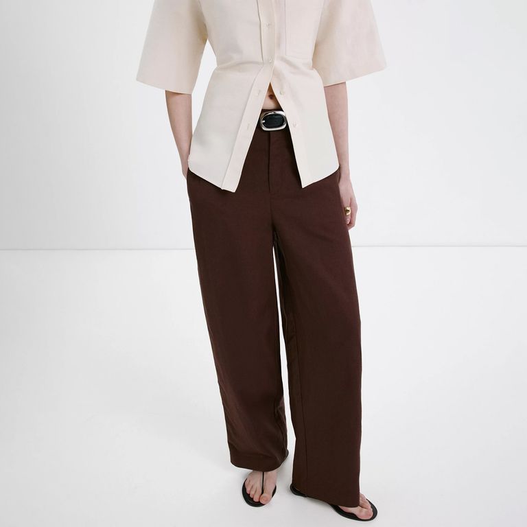 Pantalón Lino Tiro Alto Mujer