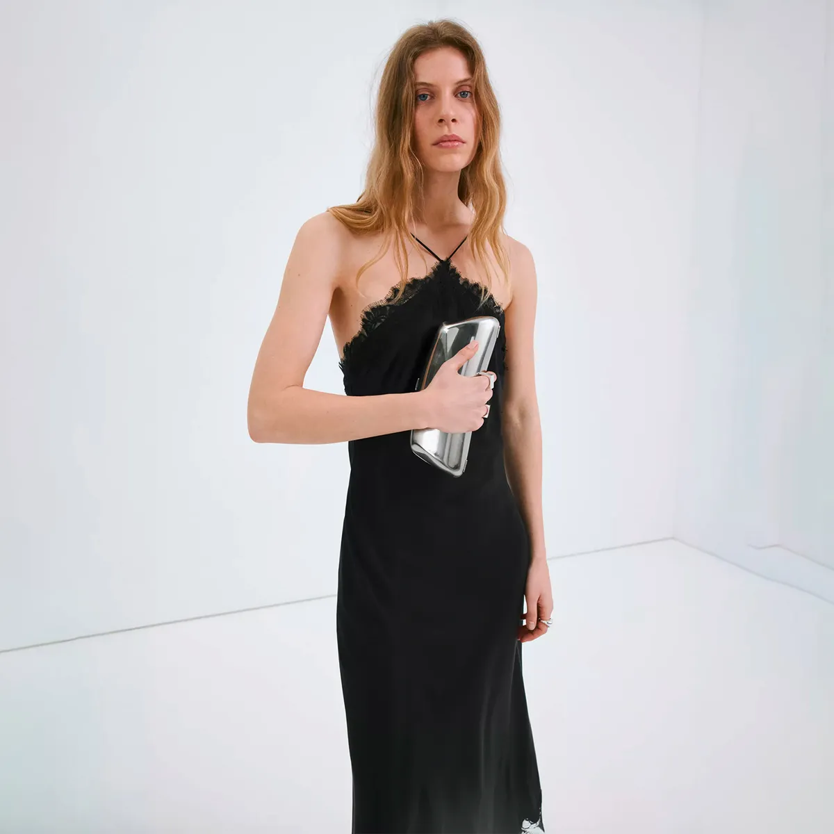 MANGO - Vestido Lencero Satinado Mujer Mango