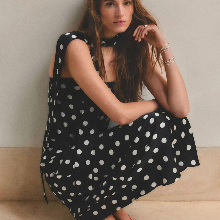 Vestido Lunares Detalle Fular Mujer