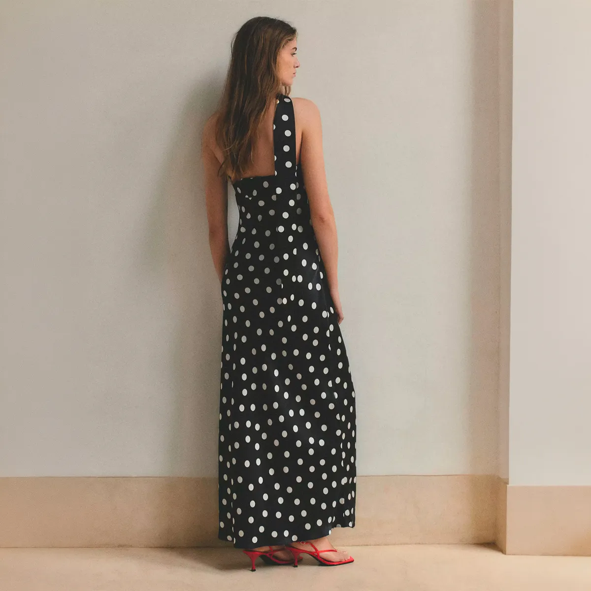 MANGO - Vestido Lunares Detalle Fular Mujer Mango