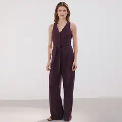 MANGO - Enterito Lino Cinturón Mujer