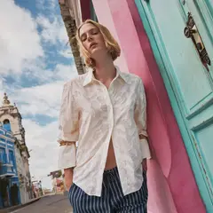 MANGO - Blusa Bordado Floral Mujer