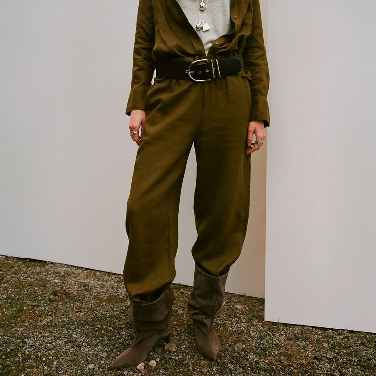 Pantalón Recto Lino Mujer
