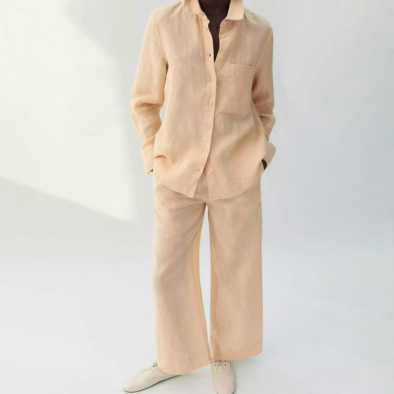 Pantalón Recto Lino Mujer