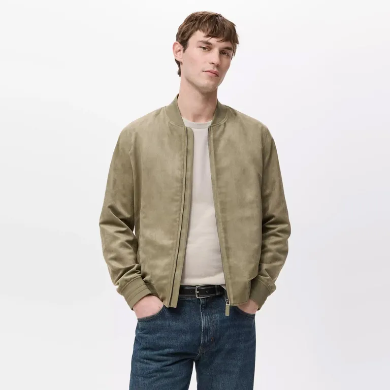 Chaqueta Bomber Efecto Gamuza
