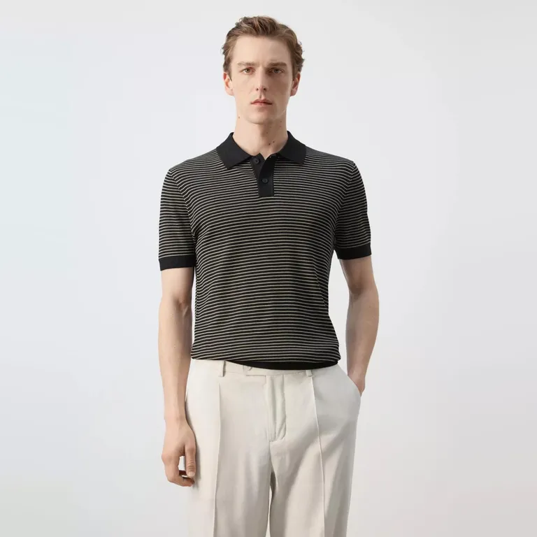 Polera Polo Algodón Punto Rayas Hombre