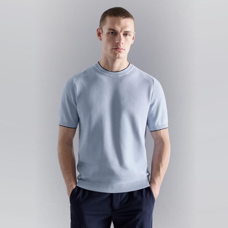 Polera Punto Combinado Hombre