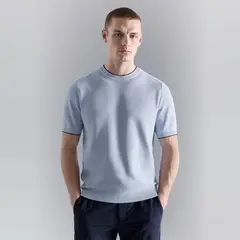 MANGO MAN - Polera Punto Combinado Hombre