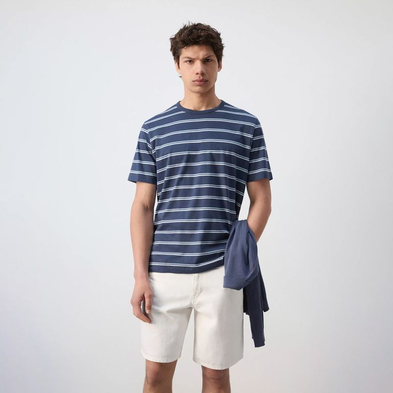 Polera Algodón Rayas Hombre
