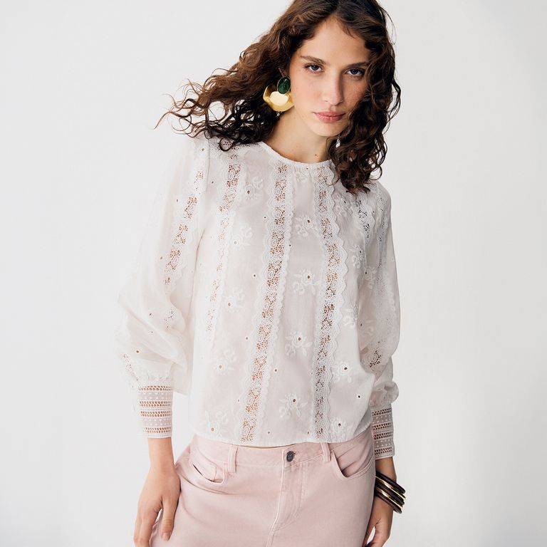 Blusa Bordados 100% Algodón Mujer