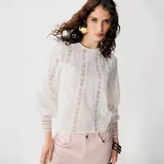 ESEOESE - Blusa Bordados 100% Algodón Mujer