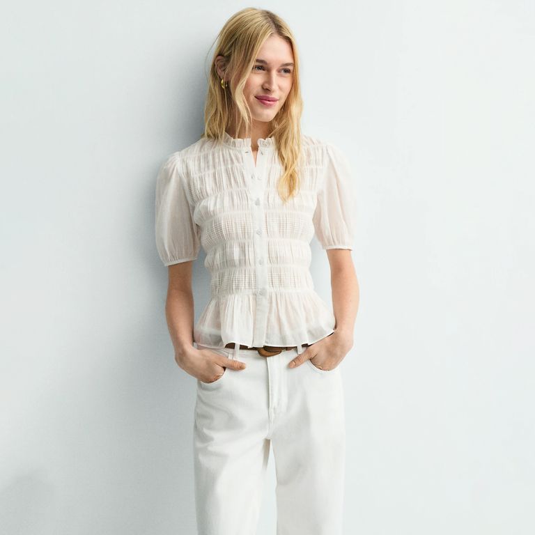 Blusa Manga Corta 100% Algodón Mujer