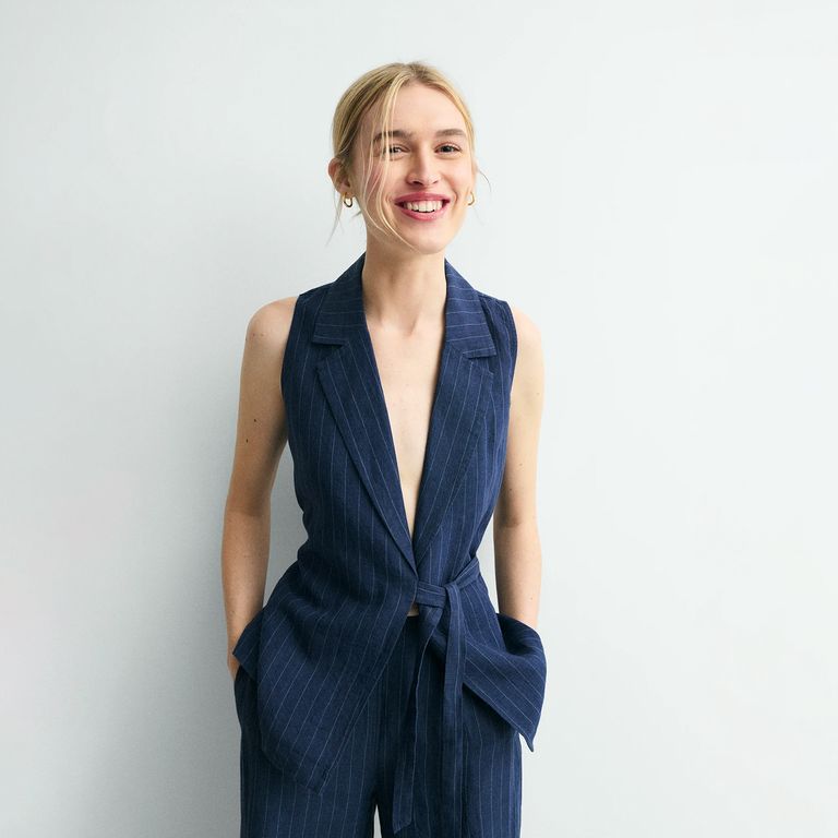Blazer Sin Mangas 100% Lino Mujer