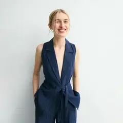 ESEOESE - Blazer Sin Mangas 100% Lino Mujer