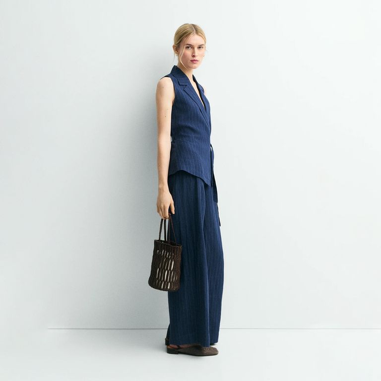 Pantalón Rayas 100% Lino Mujer
